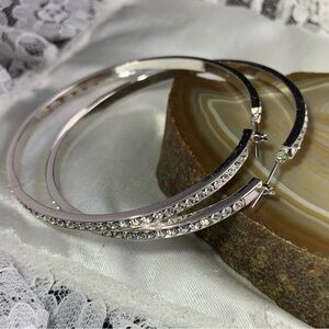 Sparkling Silver Crystal Hoop Earnings 2.5'